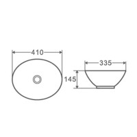 Раковина D&K Matrix DT1390708, 41 см, фарфор, накладная, цвет белый