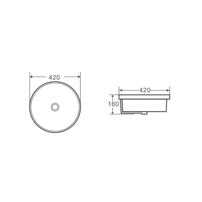 Раковина D&K Matrix DT1391816, 42 см, фарфор, цвет белый