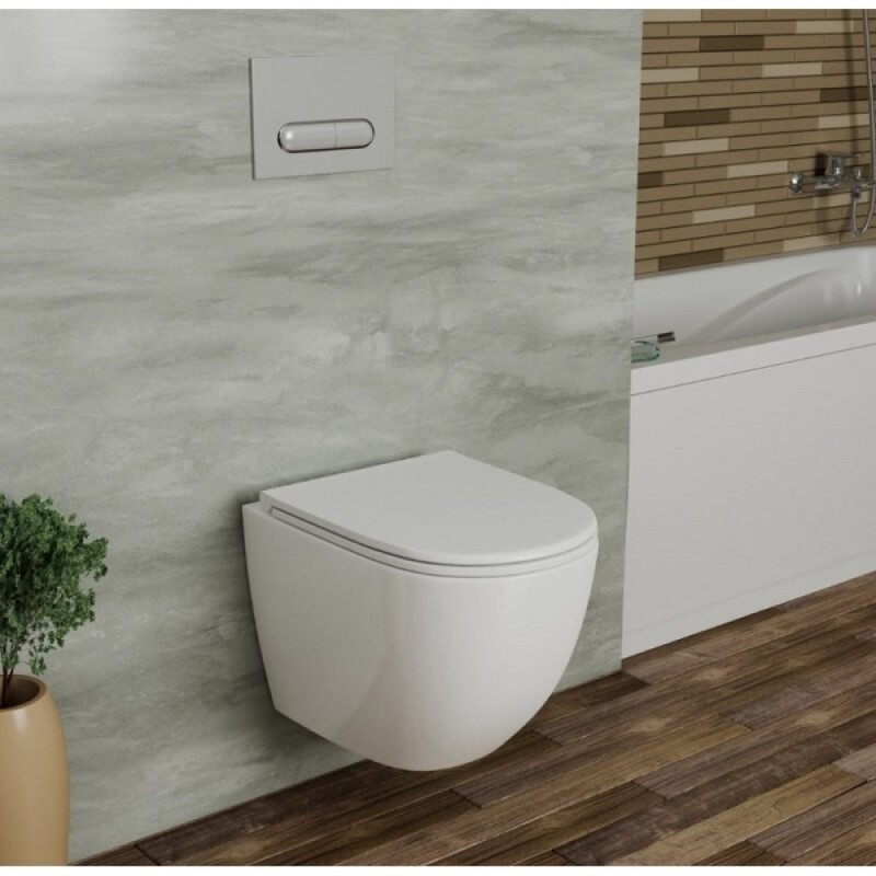Унитаз подвесной D&K Matrix DT1396016, безободковый, с сиденьем микролифт, цвет белый