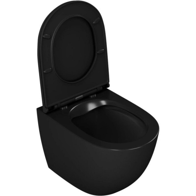 Унитаз подвесной D&K Matrix DT1396025, безободковый, с сиденьем микролифт, цвет черный