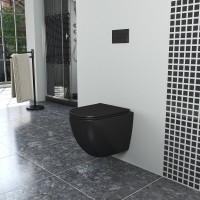 Унитаз подвесной D&K Matrix DT1396025, безободковый, с сиденьем микролифт, цвет черный