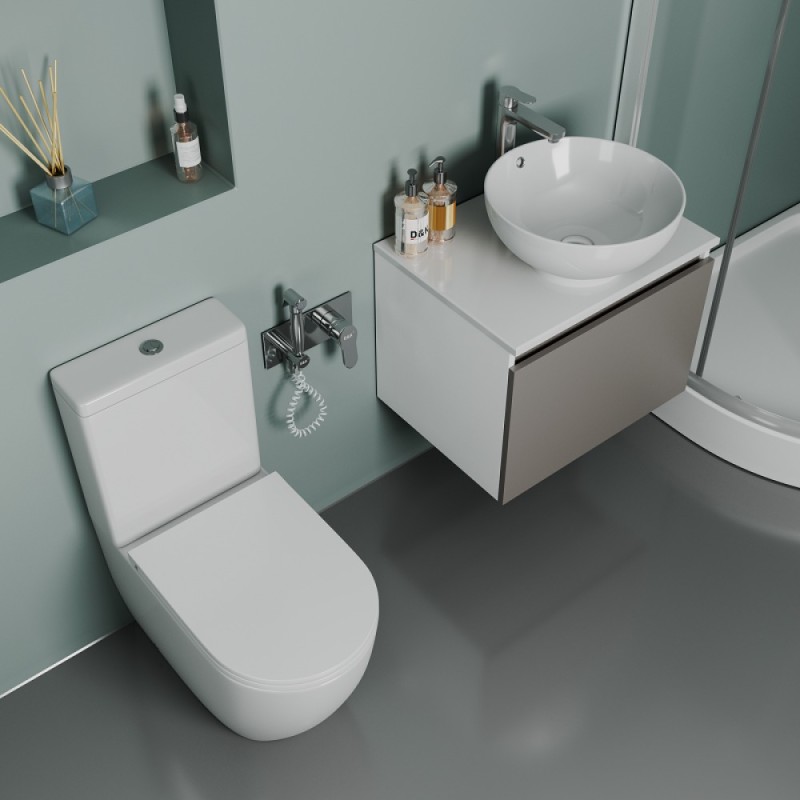 Унитаз-компакт D&K Matrix DT1397016, безободковый, с сиденьем микролифт, цвет белый