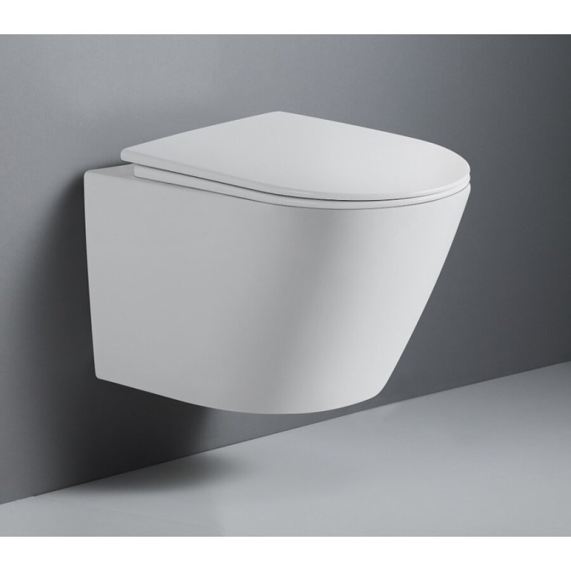 Подвесной унитаз D&K Rhein.Bach DT1476516, безободковый, сиденье микролифт, белый