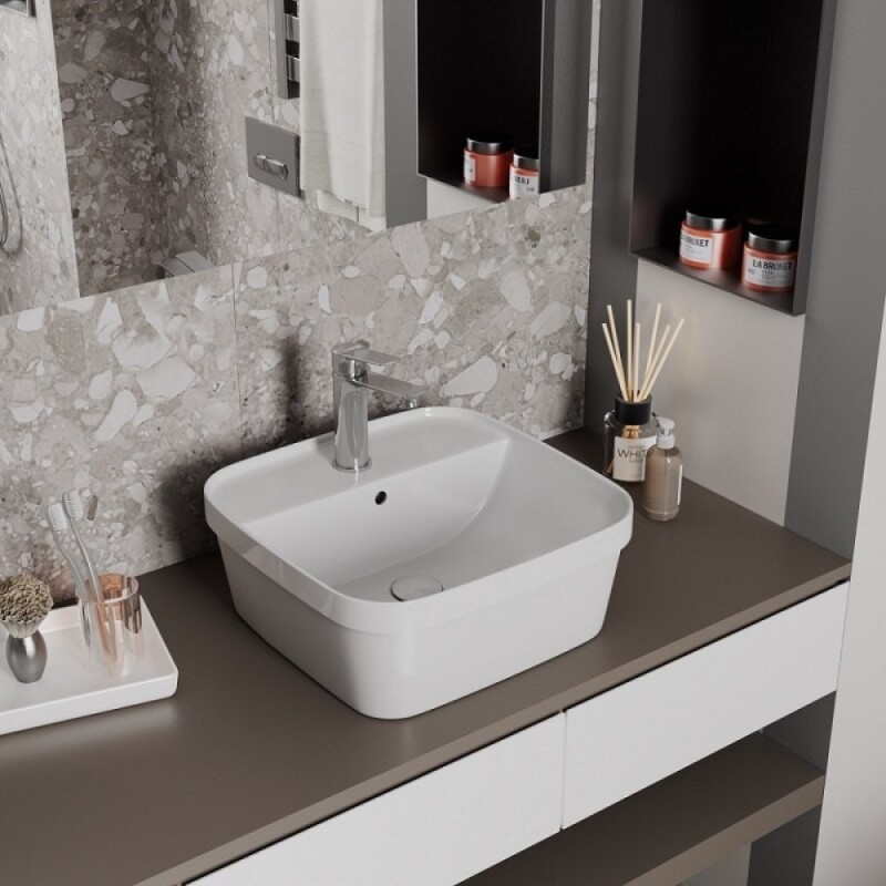 Раковина D&K Quadro DT1510916 43 х 42,5 см, накладная, цвет белый