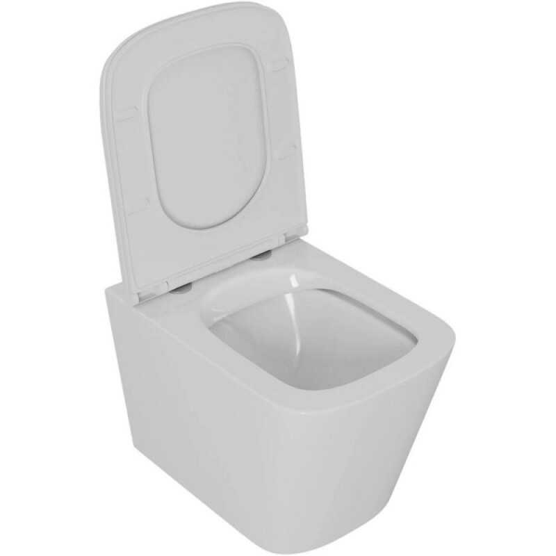 Унитаз подвесной D&K Quadro DT1516016, безободковый, с сиденьем микролифт, цвет белый