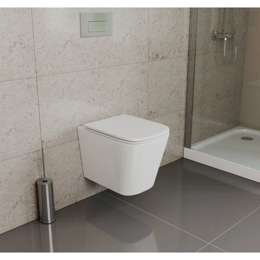 Унитаз подвесной D&K Quadro DT1516016, безободковый, с сиденьем микролифт, цвет белый