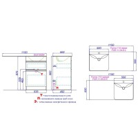 Тумба с раковиной под стиральую машину Aqwella Duet DU01052N+FOR.11.04.D-L, 115 см, напольная, цвет белый, чаша раковины слева