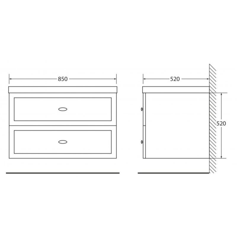 Тумба под раковину BelBagno Dublin DUBLIN-850-2C-SO-BL, 85 х 52 х 52 см, Bianco Lucido - белый