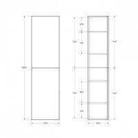 Шкаф-пенал BelBagno DUE-1500-2A-SC-BL-P, 40 см, подвесной, Bianco Lucido