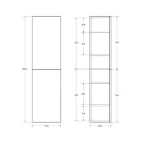 Шкаф-пенал BelBagno DUE-1500-2A-SC-BM-P, 40 см, подвесной, белый металлик