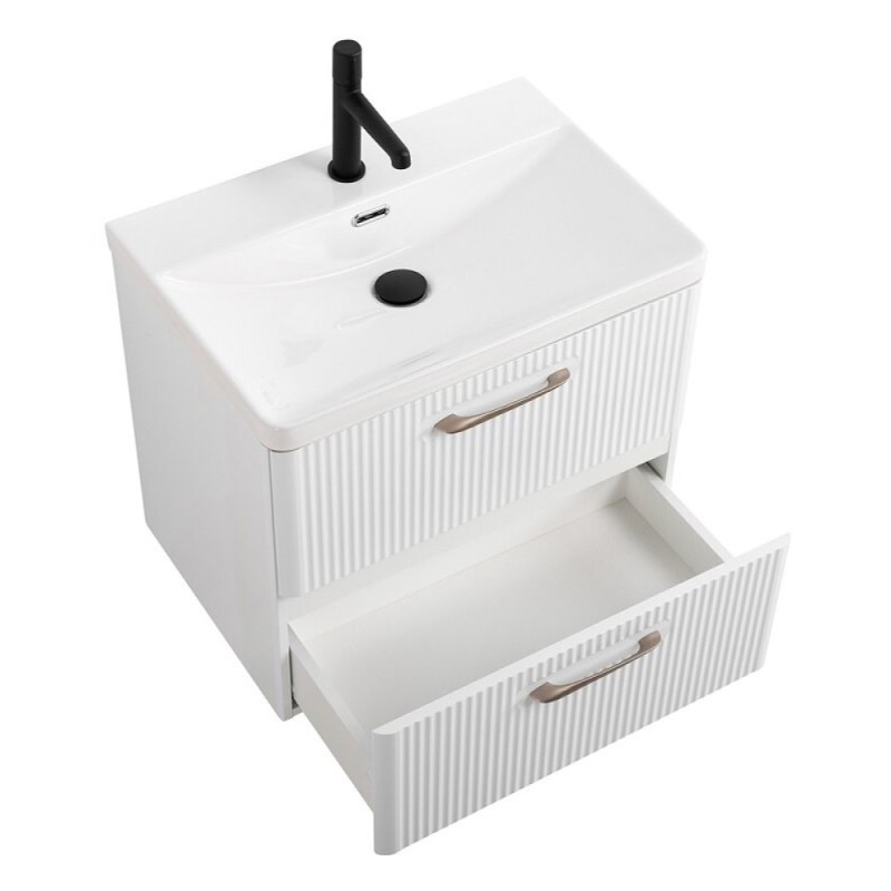 Тумба под раковину BelBagno Due-500-2C-SO-BL-P, 50 см, подвесная, Bianco Lucido