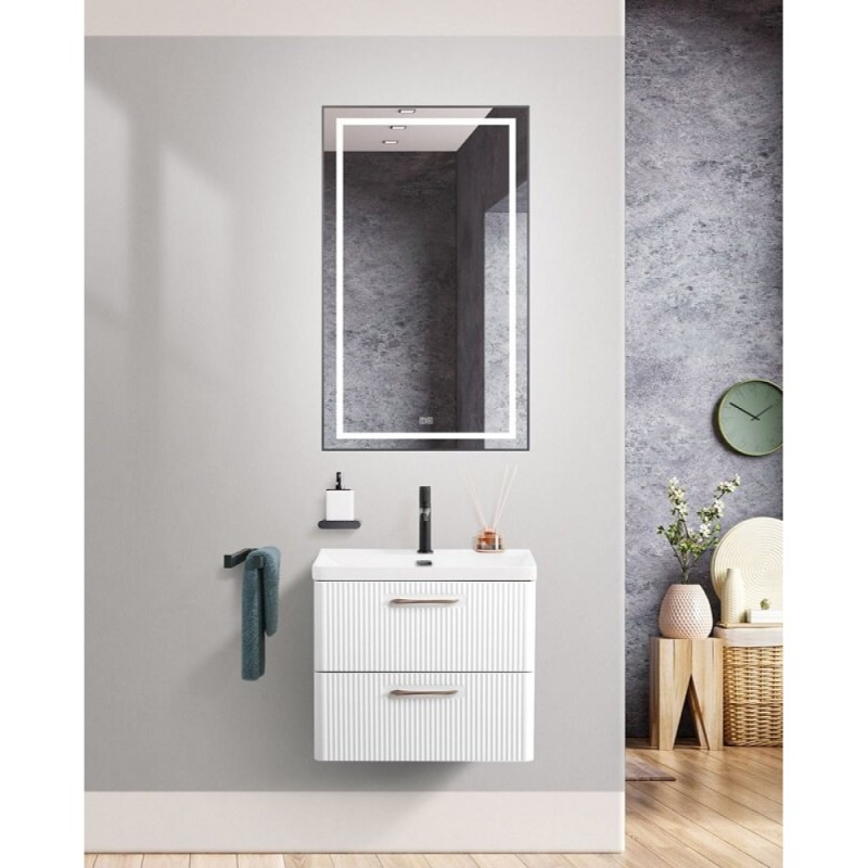 Тумба под раковину BelBagno Due-500-2C-SO-BL-P, 50 см, подвесная, Bianco Lucido