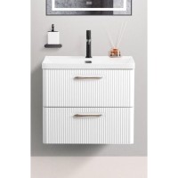 Тумба под раковину BelBagno Due-600-2C-SO-BL-P, 60 см, подвесная, Bianco Lucido