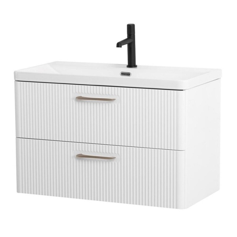 Тумба под раковину BelBagno Due-800-2C-SO-BL-P, 80 см, подвесная, Bianco Lucido