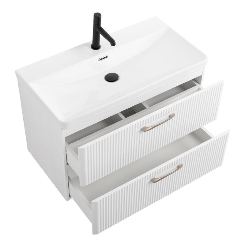 Тумба под раковину BelBagno Due-800-2C-SO-BL-P, 80 см, подвесная, Bianco Lucido