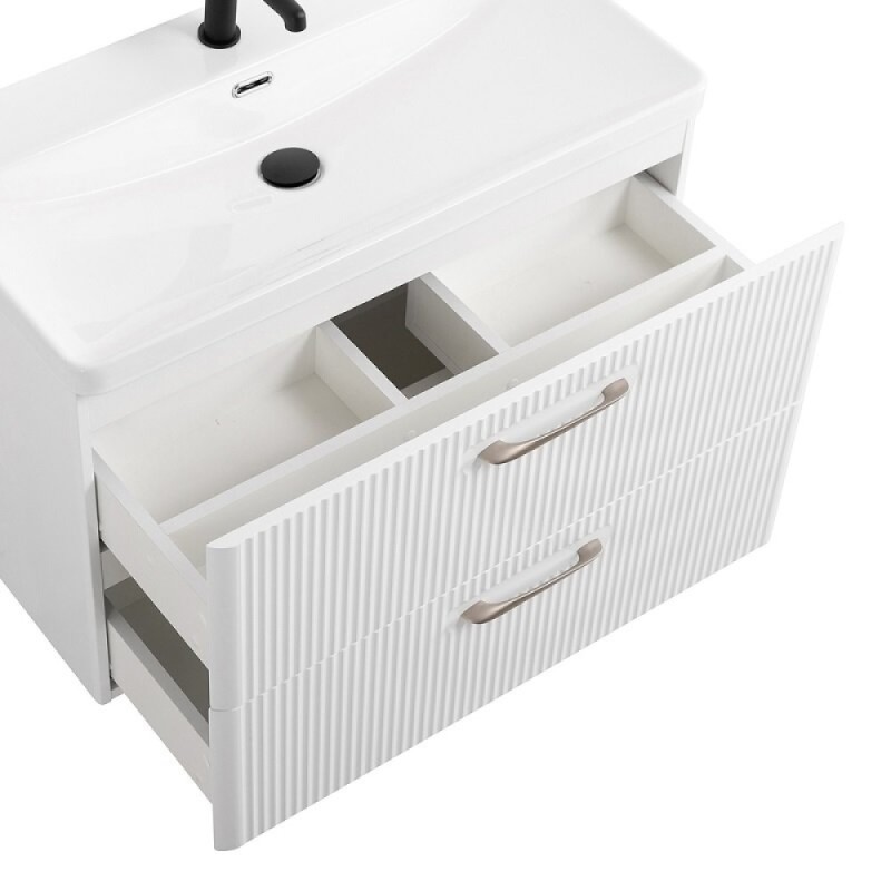 Тумба под раковину BelBagno Due-800-2C-SO-BL-P, 80 см, подвесная, Bianco Lucido