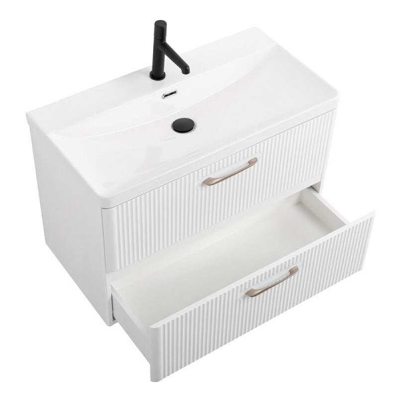 Тумба под раковину BelBagno Due-800-2C-SO-BL-P, 80 см, подвесная, Bianco Lucido