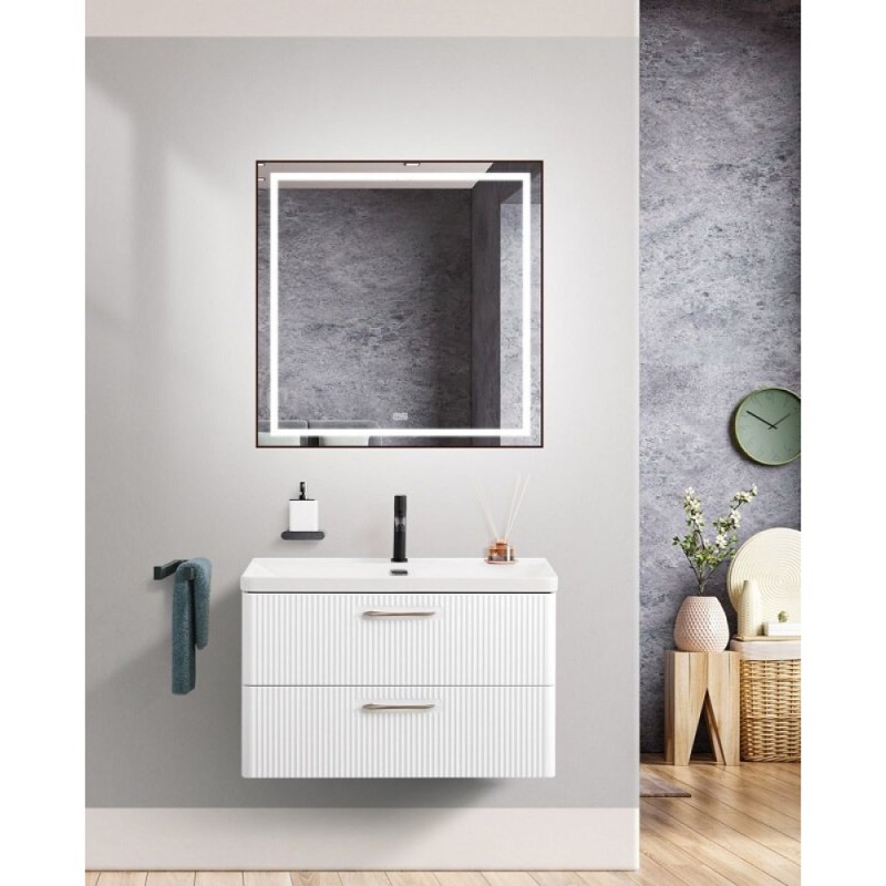 Тумба под раковину BelBagno Due-800-2C-SO-BL-P, 80 см, подвесная, Bianco Lucido