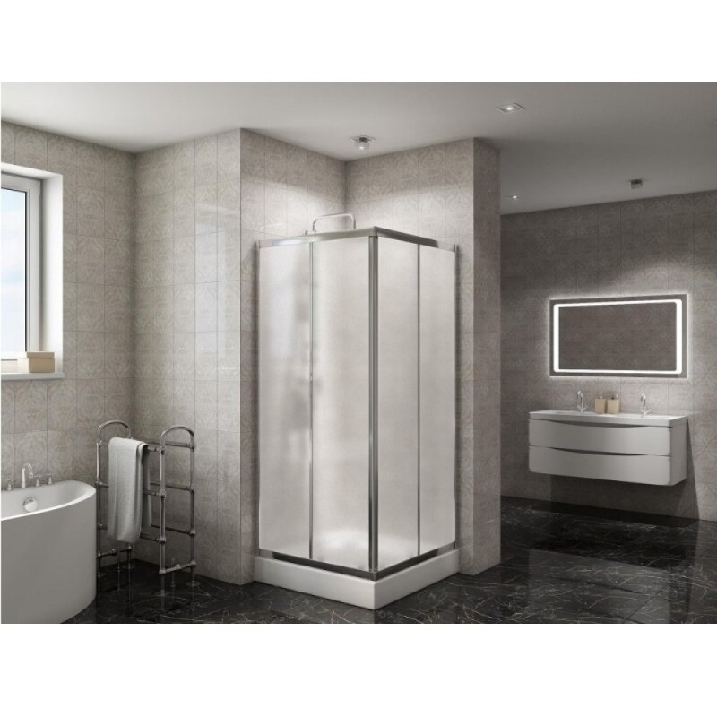Душевой уголок BelBagno Due, 90 х 90 см, квадратный, стекло рифленое, профиль хром, DUE-A-2-90-P-Cr