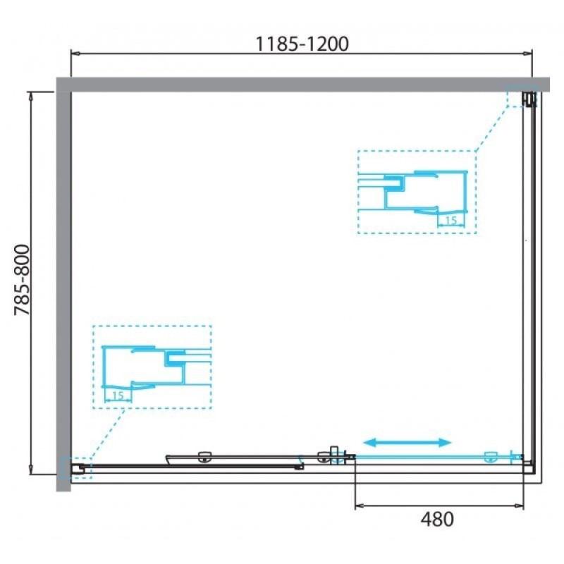 Душевой уголок BelBagno Due, 120 х 80 см, прямоугольный, стекло прозрачное, профиль хром, DUE-AH-1-120/80-C-CR