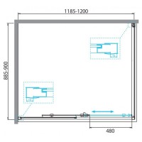 Душевой уголок BelBagno Due 120 х 90 см, прямоугольный, стекло прозрачное, профиль хром, DUE-AH-1-120/90-C-CR
