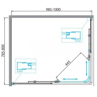 Душевой уголок BelBagno Due, 100 х 80 см, прямоугольный, стекло прозрачное, профиль хром, DUE-AH-2-100/80-C-Cr