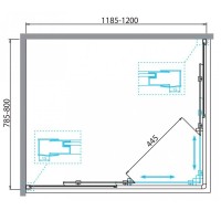 Душевой уголок BelBagno Due, 120 х 80 см, прямоугольный, стекло прозрачное, профиль хром, DUE-AH-2-120/80-C-Cr