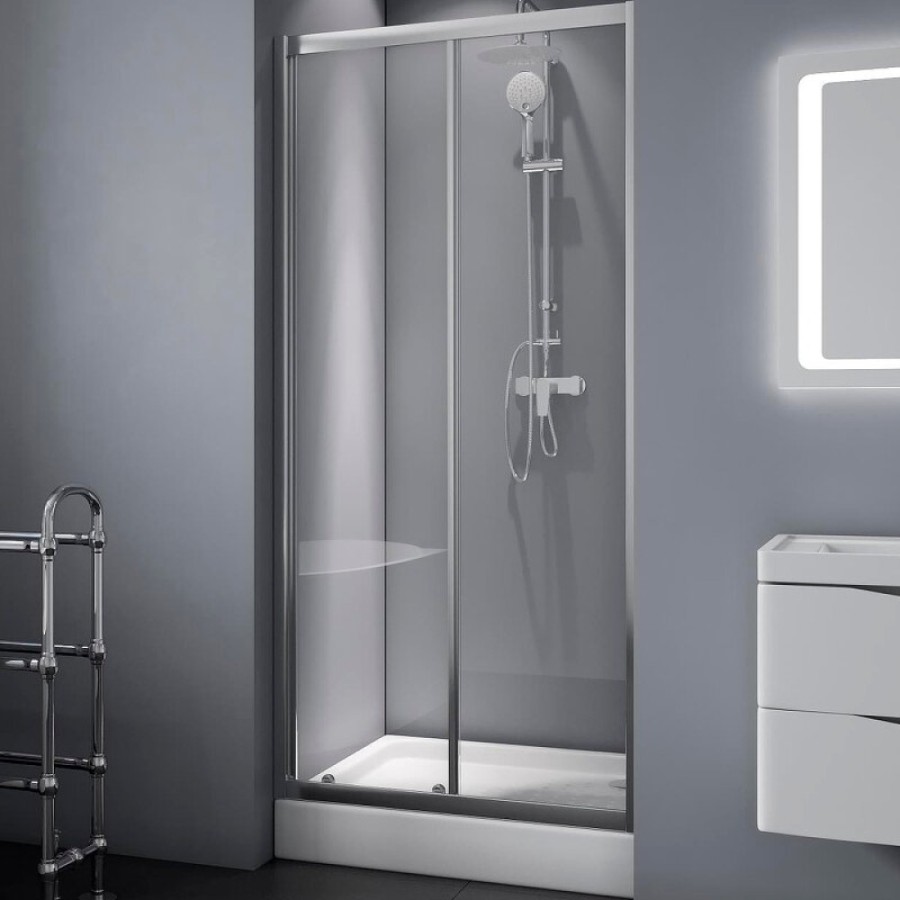 Душевая дверь в нишу BelBagno Due, 110 х 190 см, стекло прозрачное, профиль хром, DUE-BF-1-110-C-Cr