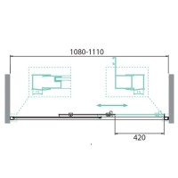 Душевая дверь в нишу BelBagno Due, 110 х 190 см, стекло прозрачное, профиль хром, DUE-BF-1-110-C-Cr