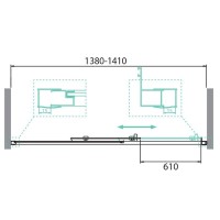 Душевая дверь в нишу BelBagno Due, 140 х 190 см, стекло прозрачное, профиль хром, DUE-BF-1-140-C-Cr