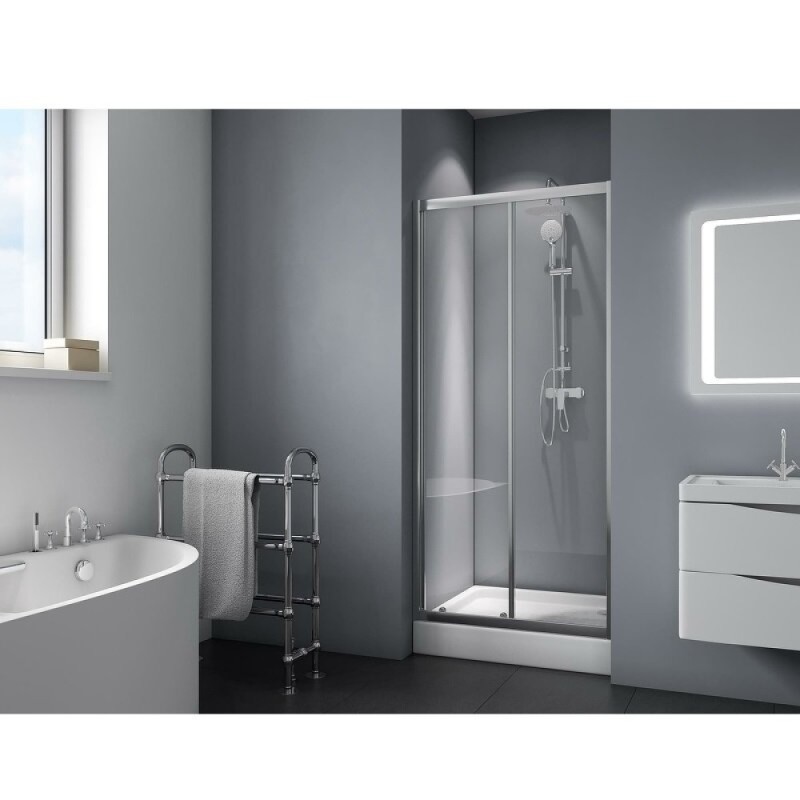 Душевая дверь в нишу BelBagno Due, 140 х 190 см, стекло прозрачное, профиль хром, DUE-BF-1-140-C-Cr