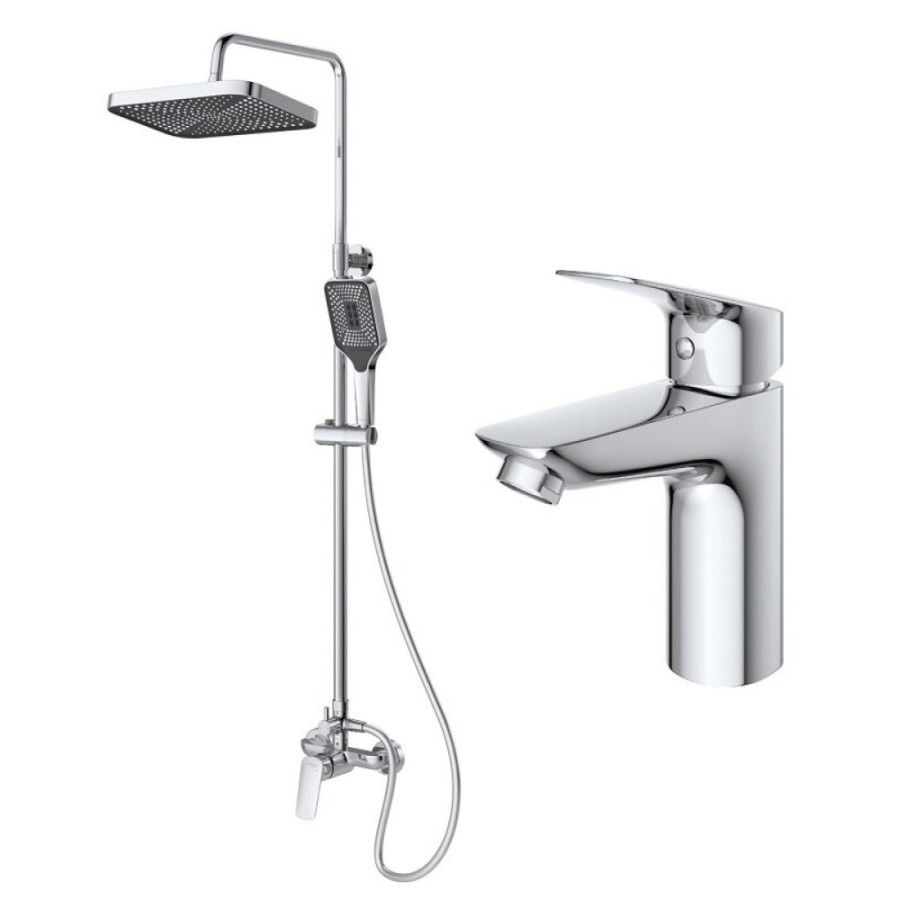 Комплект смесителей BelBagno DUE-DOCM/LVM-CRM, для ванны и душа, для раковины, хром
