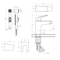 Смеситель для раковины BelBagno Due DUE-LVM/HGN-CRM-W0, с гигиеническим душем, цвет хром