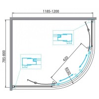 Душевой уголок BelBagno Due, 120 х 80 см, асимметричная, стекло прозрачное, профиль хром, DUE-RH-2-120/80-C-Cr