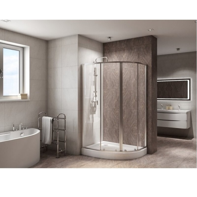 Душевой уголок BelBagno Due, 120 х 80 см, асимметричная, стекло прозрачное, профиль хром, DUE-RH-2-120/80-C-Cr