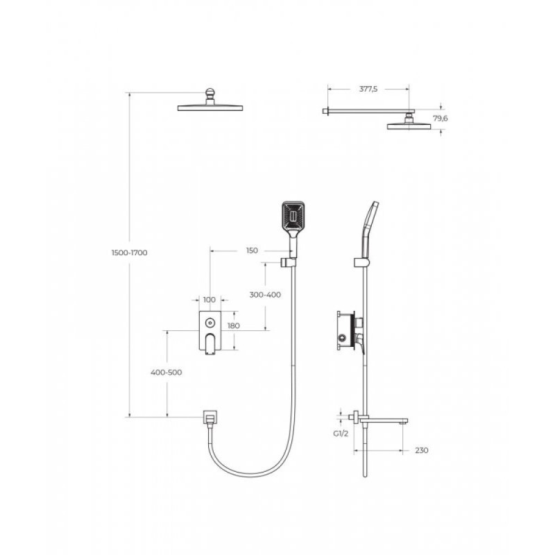 Душевая система BelBagno Due DUE-VDSET-CRM, цвет хром
