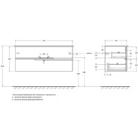 Тумба под раковину Cezares Duet-1200-2C-SO-GR-P, 120 см, подвесная, серый