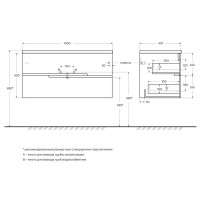 Тумба под раковину Cezares Duet-N-1000-2C-SO-BL, 100 см, подвесная, Bianco Lucido