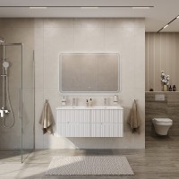 Тумба под раковину Cezares Duet-N-1200-4C-SO-2-BL, 120 см, подвесная, Bianco Lucido