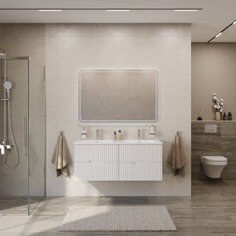 Тумба под раковину Cezares Duet-N-1200-4C-SO-2-BL, 120 см, подвесная, Bianco Lucido