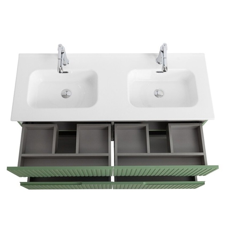 Тумба под раковину Cezares Duet-N-1200-4C-SO-2-PS-P, 120 см, подвесная, фисташковый софт