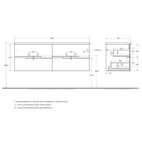 Тумба под раковину Cezares Duet-N-1400-4C-SO-2-BL, 140 см, подвесная, Bianco Lucido