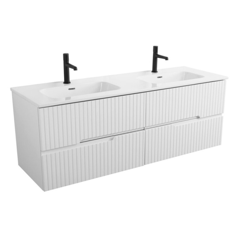 Тумба под раковину Cezares Duet-N-1400-4C-SO-2-BL, 140 см, подвесная, Bianco Lucido