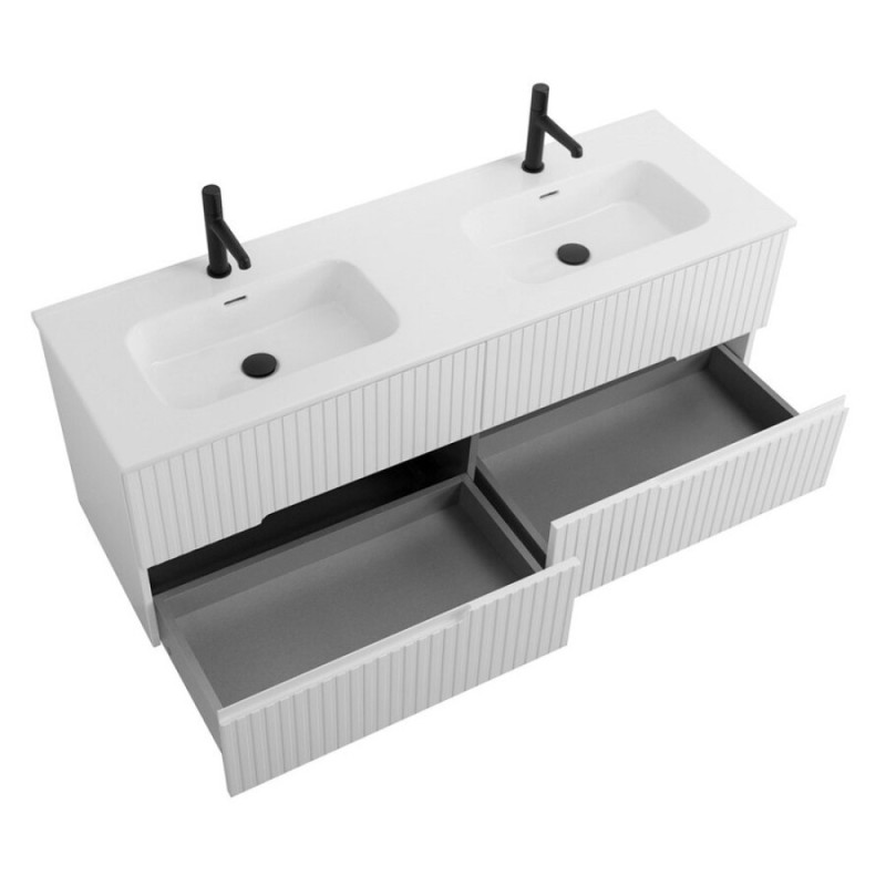 Тумба под раковину Cezares Duet-N-1400-4C-SO-2-BL, 140 см, подвесная, Bianco Lucido