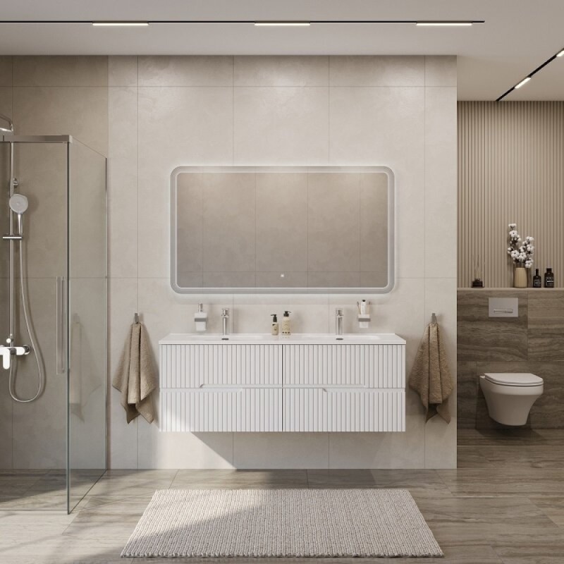 Тумба под раковину Cezares Duet-N-1400-4C-SO-2-BL, 140 см, подвесная, Bianco Lucido