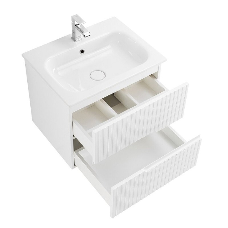 Тумба под раковину Cezares Duet-N-600-2C-SO-BL, 60 см, подвесная, Bianco Lucido