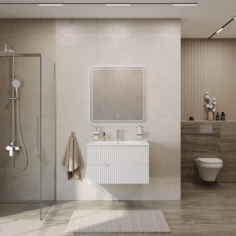 Тумба под раковину Cezares Duet-N-800-2C-SO-BL, 80 см, подвесная, Bianco Lucido