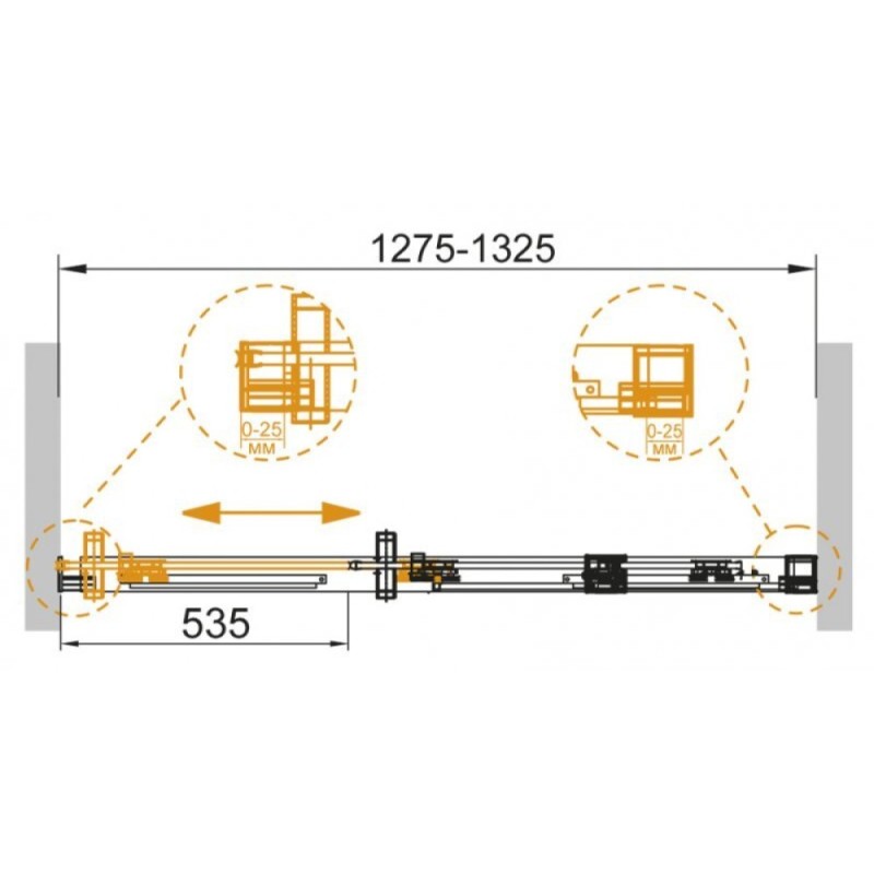 Душевая дверь Cezares Duet Soft-BF-1-130-C-Cr 130x195 см с доводчиком