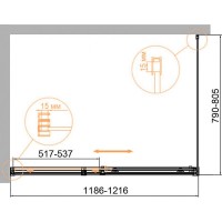 Душевой уголок Cezares Duet Soft-M-AH-1-120/80-C-Cr, 120 x 80 см, стекло прозрачное, профиль хром