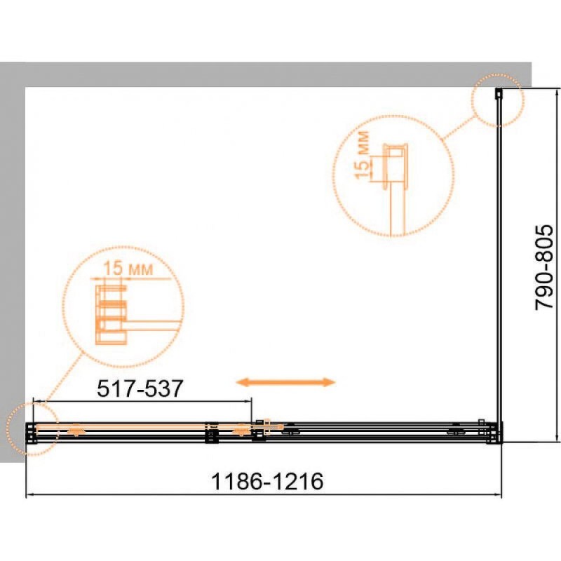 Душевой уголок Cezares Duet Soft-M-AH-1-120/80-C-Cr, 120 x 80 см, стекло прозрачное, профиль хром